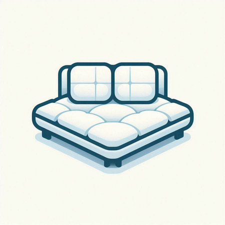 Illustration of a bed with pillows on a white background.のイラスト素材
