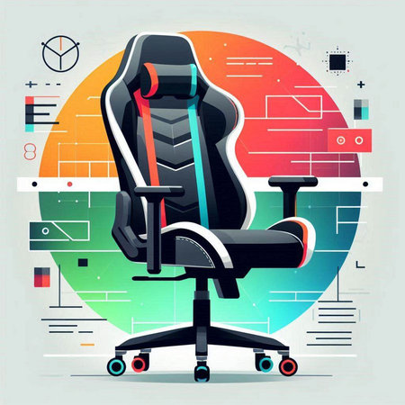 office chair on the background of a colorful geometric design. Vector illustrationのイラスト素材