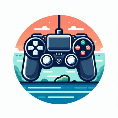 Gamepad in flat style. Vector illustration. Video game controller.のイラスト素材