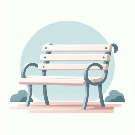 Bench in the park. Vector illustration in flat style on white background.のイラスト素材