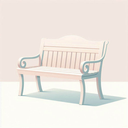 Wooden bench in retro style on light background. Vector illustration.のイラスト素材