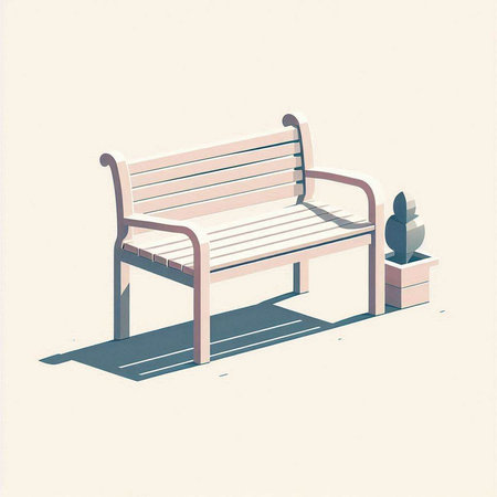 Wooden bench on the street. Vector illustration in retro style.のイラスト素材