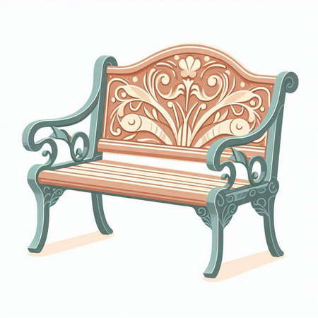 Luxury vintage bench isolated on white background. Vector illustration.のイラスト素材