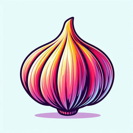 Illustration of a fresh onion on a blue background. Vector illustration.のイラスト素材