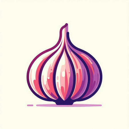 Illustration of fresh garlic on a light background. Vector illustration.のイラスト素材