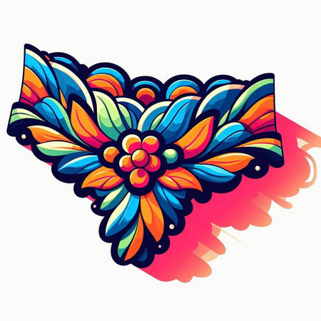 Illustration of a stylized flower with a lot of colors.のイラスト素材