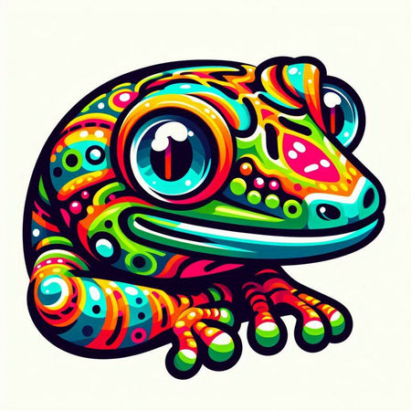 Colorful chameleon on the white background. Vector illustration.のイラスト素材