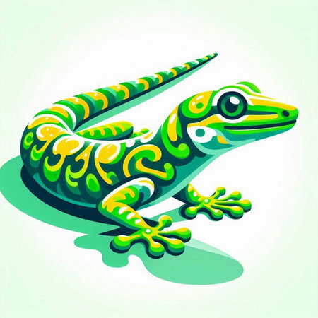 Green lizard isolated on white background. Vector illustration. Eps 10.のイラスト素材