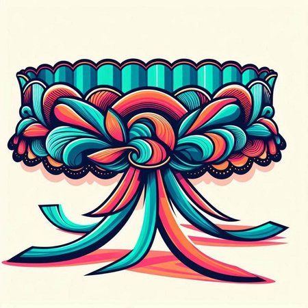 Hand drawn vector abstract floral illustration with ribbon and bow, vintage style.のイラスト素材