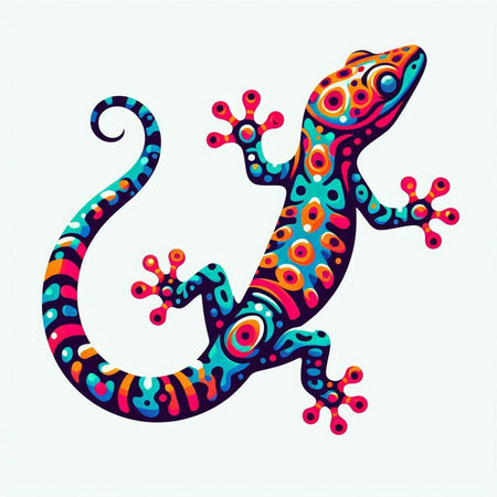 Illustration of a gecko on a white background. Vector illustration.のイラスト素材