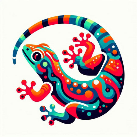 Colorful lizard in the form of a circle. Vector illustration.のイラスト素材