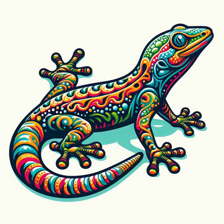 Lizard with colorful ornate pattern on a white background. Vector illustrationのイラスト素材