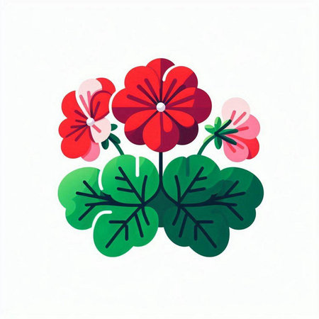 Geranium flower isolated on white background. Hand drawn vector illustration.のイラスト素材