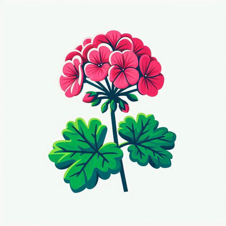 Geranium. Vector illustration. Isolated on a white background.のイラスト素材