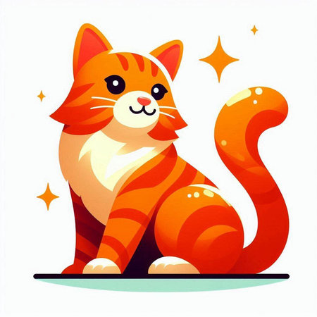 Cute red cat sitting on a white background. Vector illustration.のイラスト素材
