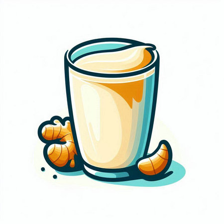 Milk in a glass on a blue background. Vector illustration.のイラスト素材