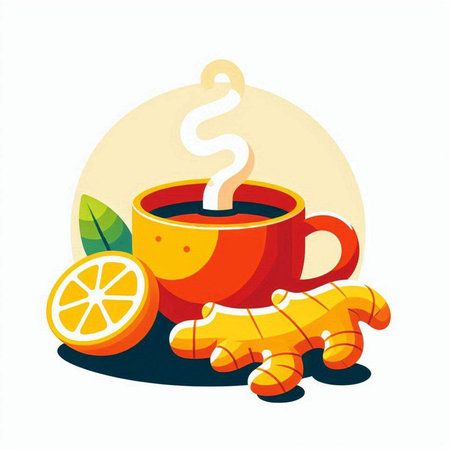 Milk in a glass and ginger on a white background. Vector illustration.のイラスト素材