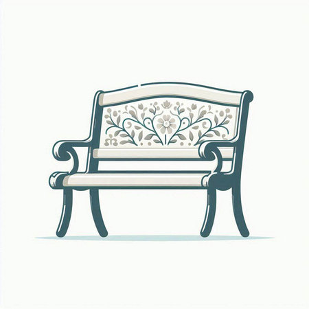 Sofa with floral pattern on white background. Vector illustration.のイラスト素材
