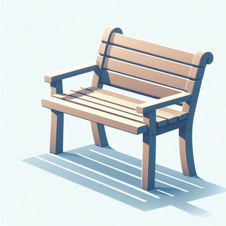 Wooden bench with shadow on a white background. Vector illustration.のイラスト素材