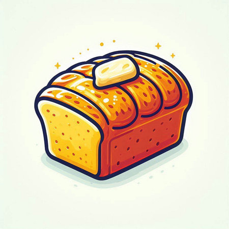 Illustration of a loaf of bread on a white background, vector illustrationのイラスト素材