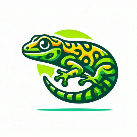 Vector illustration of a chameleon isolated on a white background.のイラスト素材