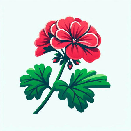 Red geranium flower isolated on white background. Vector illustration in flat style.のイラスト素材