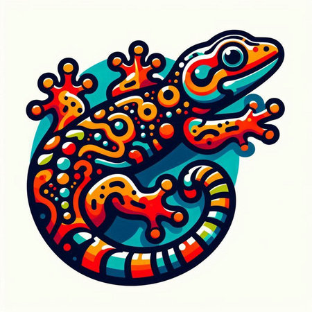 Gecko with colorful pattern on a white background. Vector illustration.のイラスト素材