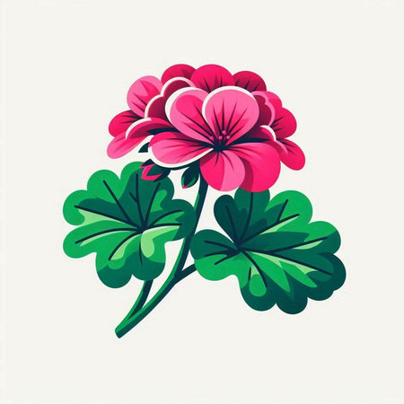 Geranium flower vector illustration on white background. Hand drawn design element.のイラスト素材
