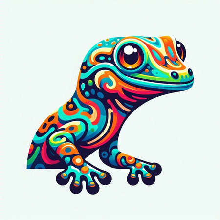 Colorful frog on white background. Vector illustration for your design.のイラスト素材