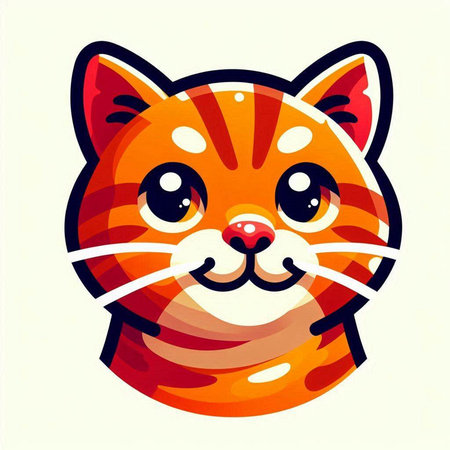 Vector illustration of a red cat with big eyes on a white backgroundのイラスト素材