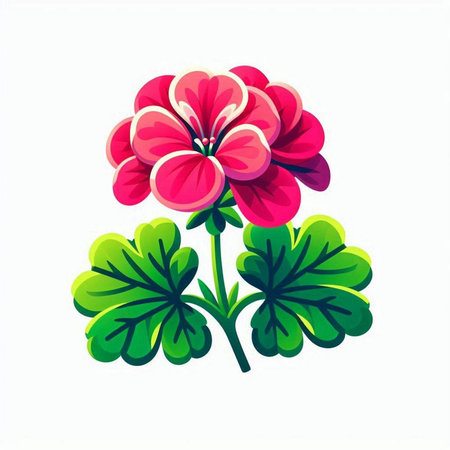 Geranium flower isolated on white background. Vector illustration in cartoon style.のイラスト素材