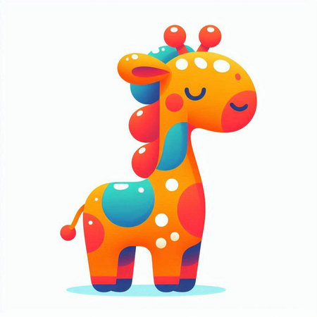 Cute cartoon giraffe. Vector illustration. Isolated on white background.のイラスト素材