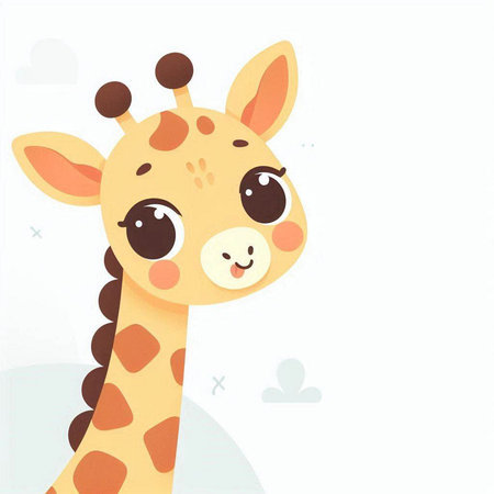 Cute cartoon giraffe on a white background. Vector illustration.のイラスト素材