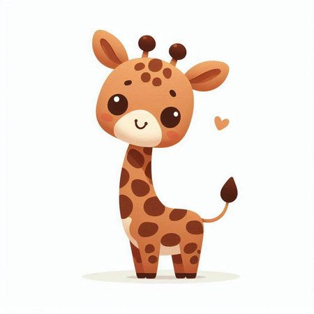 Cute cartoon giraffe isolated on white background. Vector illustration.のイラスト素材