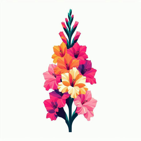 Gladiolus flowers isolated on a white background. Vector illustration.のイラスト素材