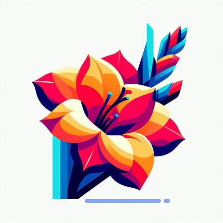Lily flower. Vector illustration. Colorful lily flower.のイラスト素材