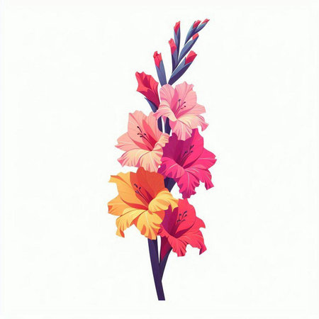 Bouquet of colorful hibiscus flowers on white backgroundのイラスト素材