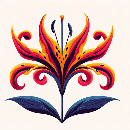 Vector illustration of a lily on a white background. Design element.のイラスト素材