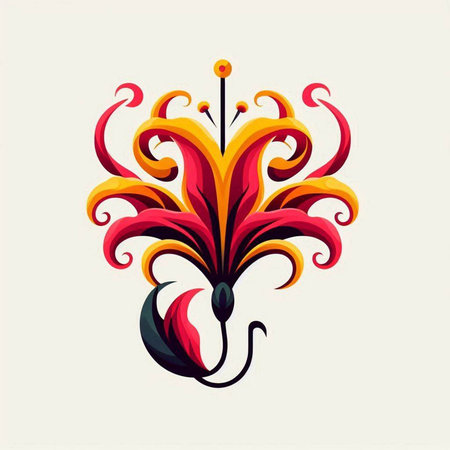 Illustration of a colorful lily flower, design element for decorationのイラスト素材