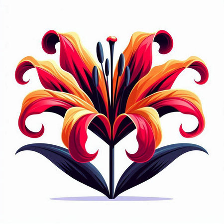 Beautiful lily flower on white background. Vector illustration for your designのイラスト素材