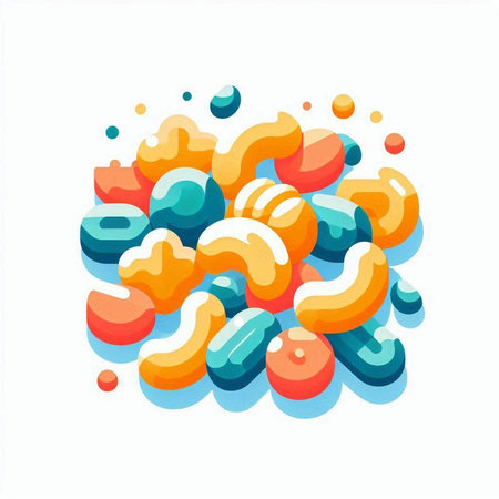 Colorful candies in cartoon style isolated on white background. Vector illustration.のイラスト素材