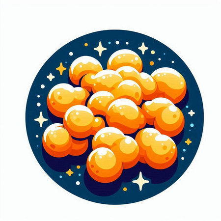 Vector illustration of a circle of orange balls on a white background.のイラスト素材