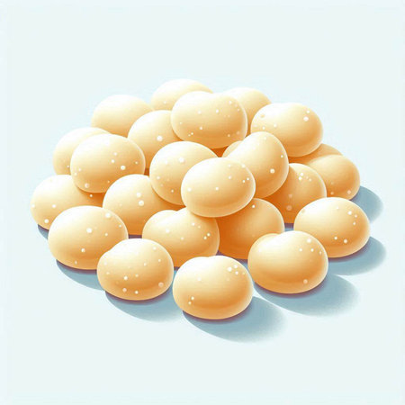 Illustration of a set of round cookies on a light blue backgroundのイラスト素材