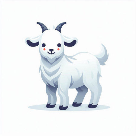 Cute cartoon goat isolated on a white background. Vector illustration.のイラスト素材