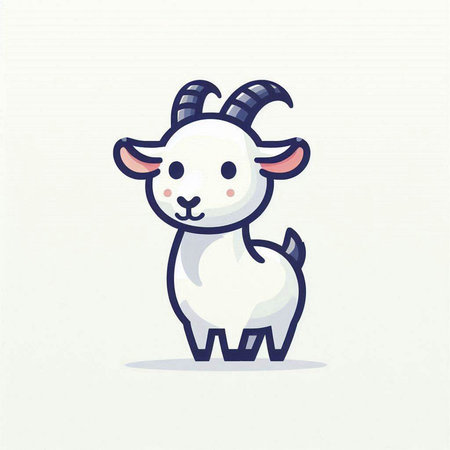 Cute goat cartoon character. Vector illustration isolated on white background.のイラスト素材