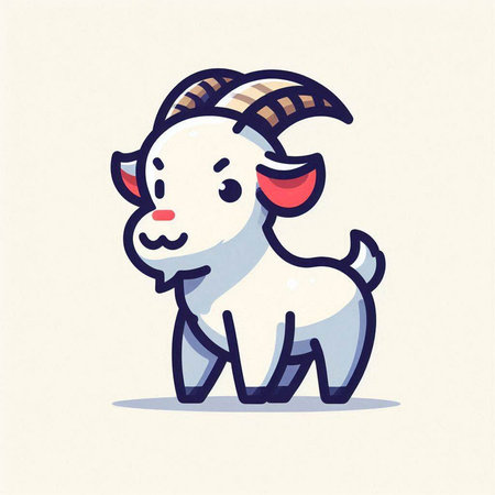 Cute goat on white background. Vector illustration. Cartoon animal.のイラスト素材
