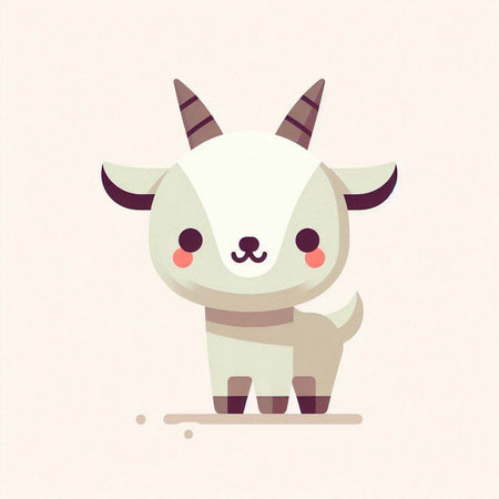 Cute goat cartoon vector illustration. Cute kawaii goat character.のイラスト素材