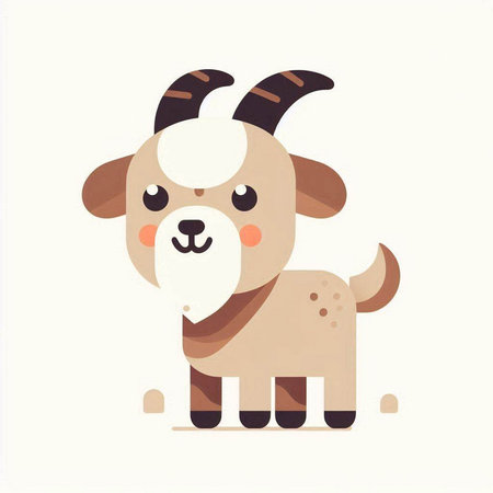 Cute goat. Vector illustration in flat style. Cartoon character.のイラスト素材