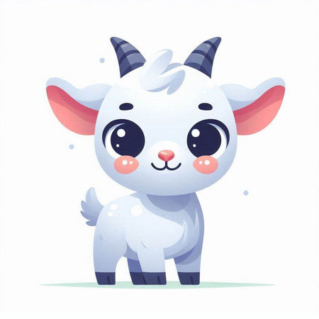 Cute cartoon goat. Vector illustration isolated on the white background.のイラスト素材