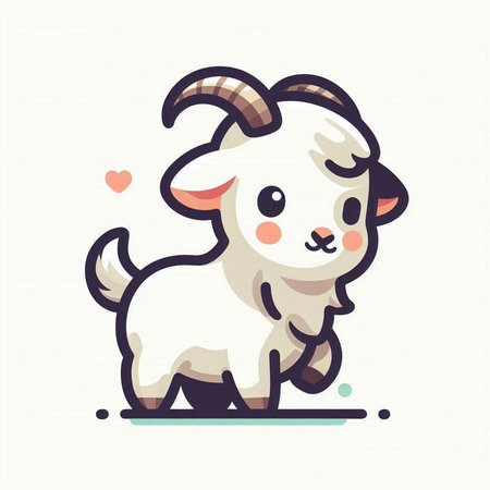 Cute goat in flat style. Vector illustration. Design element.のイラスト素材